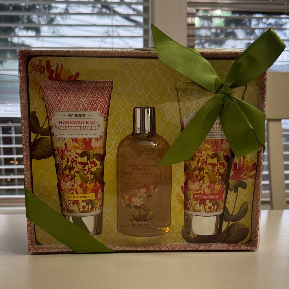 Pier 1 Honeysuckle Bath & Body Set - Body Lotion, Shower Gel & Shower Cream NIB